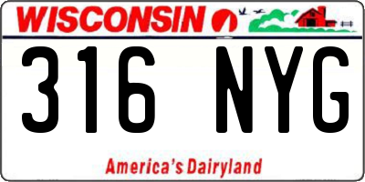 WI license plate 316NYG