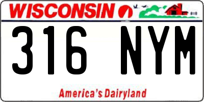 WI license plate 316NYM