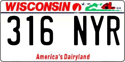 WI license plate 316NYR
