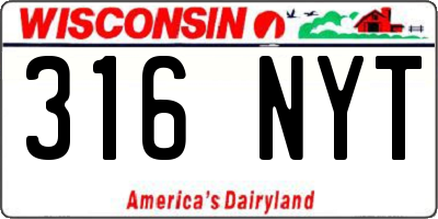 WI license plate 316NYT