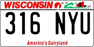 WI license plate 316NYU