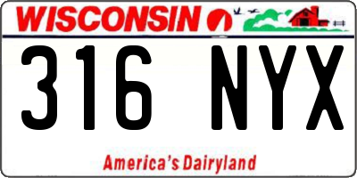 WI license plate 316NYX