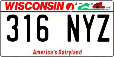 WI license plate 316NYZ