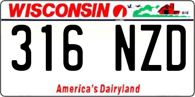 WI license plate 316NZD