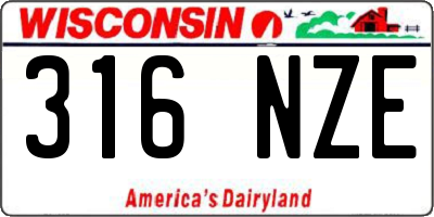 WI license plate 316NZE