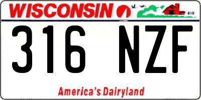 WI license plate 316NZF
