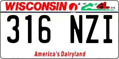 WI license plate 316NZI