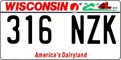 WI license plate 316NZK
