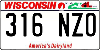 WI license plate 316NZO