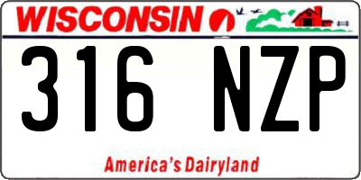 WI license plate 316NZP