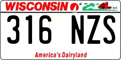 WI license plate 316NZS
