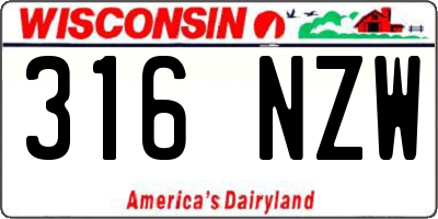 WI license plate 316NZW