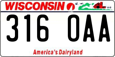 WI license plate 316OAA