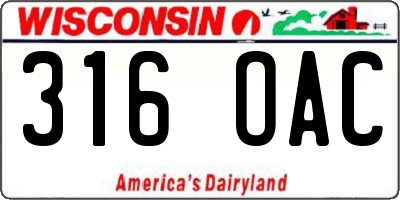 WI license plate 316OAC