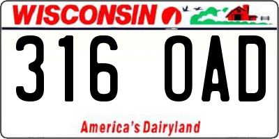 WI license plate 316OAD