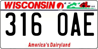 WI license plate 316OAE