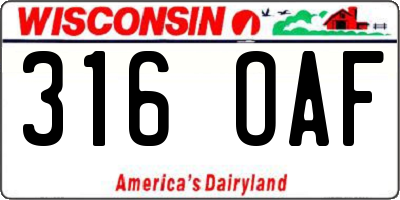 WI license plate 316OAF