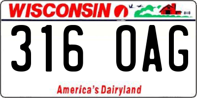 WI license plate 316OAG