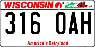 WI license plate 316OAH