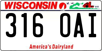 WI license plate 316OAI