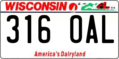 WI license plate 316OAL