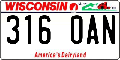 WI license plate 316OAN