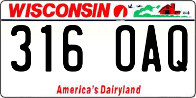 WI license plate 316OAQ