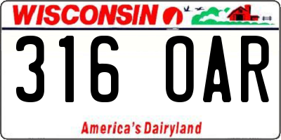 WI license plate 316OAR