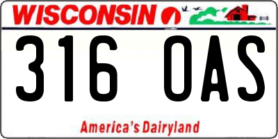 WI license plate 316OAS