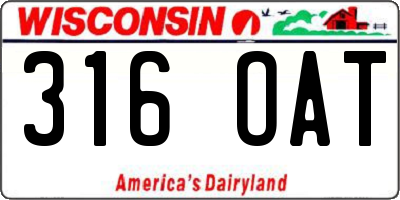WI license plate 316OAT