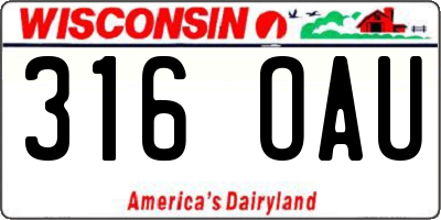 WI license plate 316OAU
