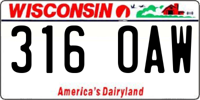 WI license plate 316OAW