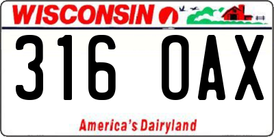 WI license plate 316OAX
