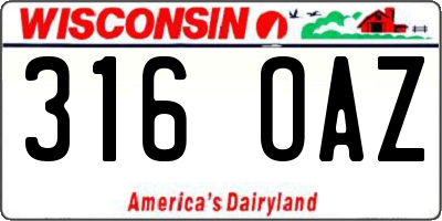 WI license plate 316OAZ