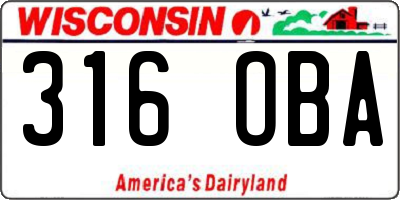WI license plate 316OBA