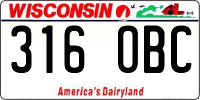 WI license plate 316OBC