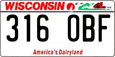 WI license plate 316OBF