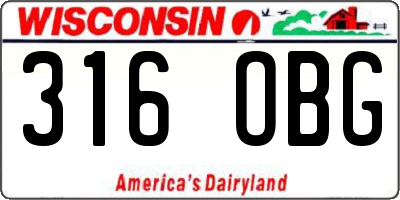 WI license plate 316OBG