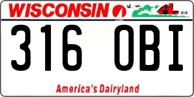 WI license plate 316OBI