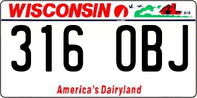 WI license plate 316OBJ