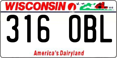 WI license plate 316OBL