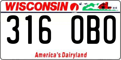 WI license plate 316OBO