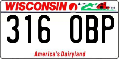WI license plate 316OBP