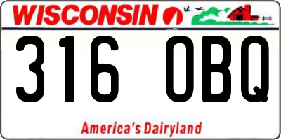 WI license plate 316OBQ
