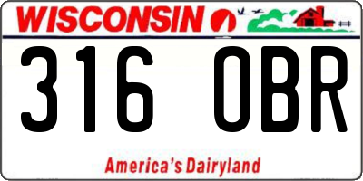 WI license plate 316OBR