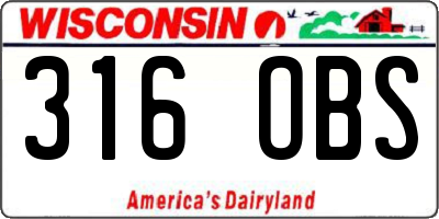 WI license plate 316OBS