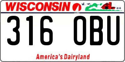 WI license plate 316OBU