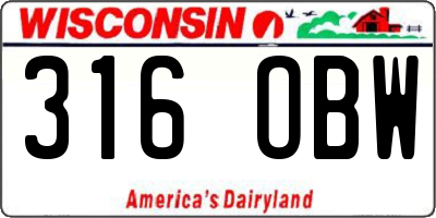 WI license plate 316OBW