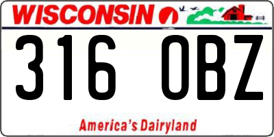 WI license plate 316OBZ