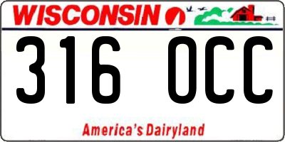 WI license plate 316OCC